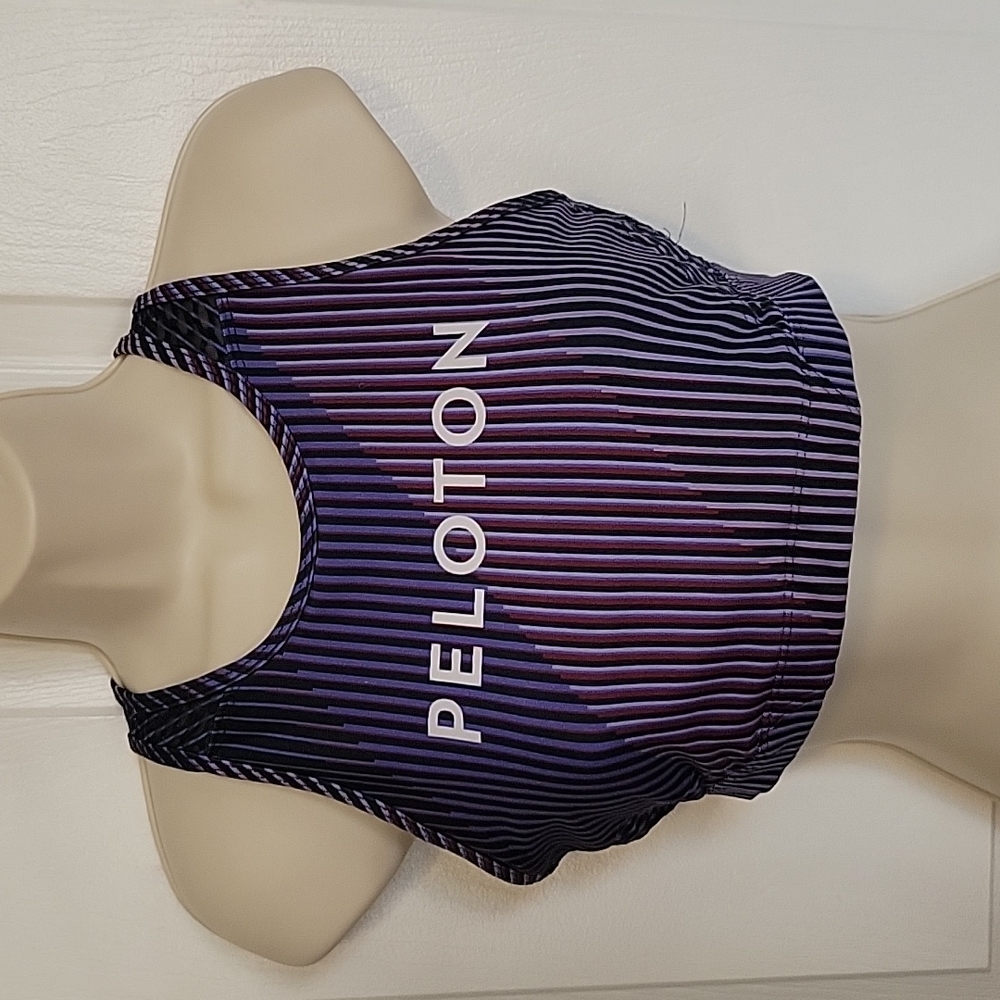 Peloton Wear It To Heart Limited Edition Purple  Black Striped Sports Br…